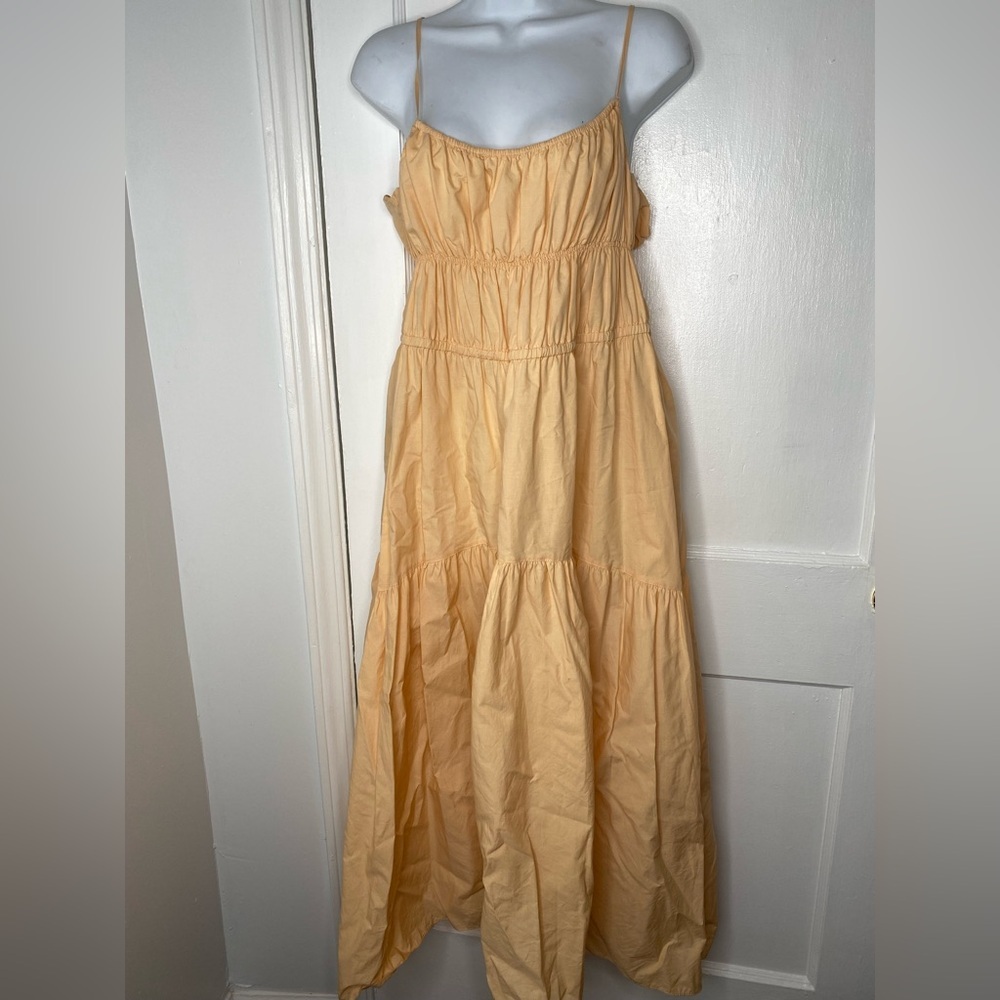 Vince Peach Tiered Midi Dress Spaghetti Strap